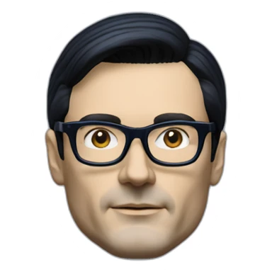 photo realistic Ralf Hutter from Kraftwerk, short straight black hair, black glasses, Dark Blue T-shirt, facing left sticker