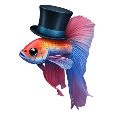Betta fish in top hat sticker