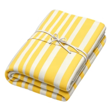 a cozy yellow and ivory striped towel, neatly folded sticker