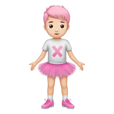 pink tutu wearing boy with tshirt sticker