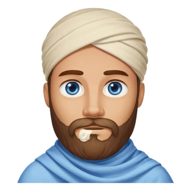blue eyed desert bearded man cowered with creme cloth sticker