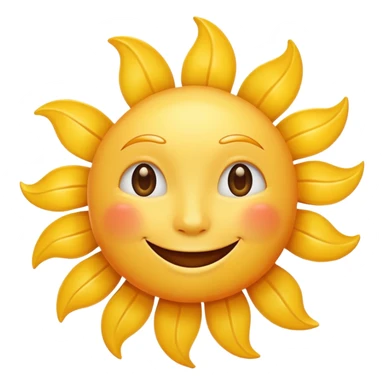 smiling sun emoji, simple and cheerful, apple style sticker