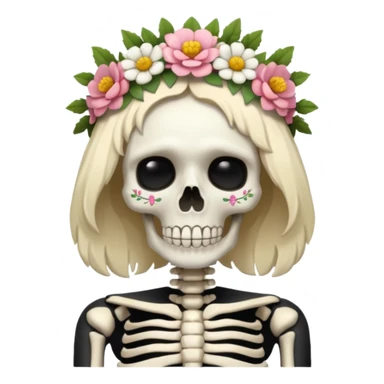 skeleton with flower crown sticker