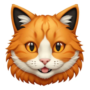Orange cat head with black human hair on its head and white in the mouth  sticker