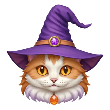 half cat wear purple wicth hat sticker