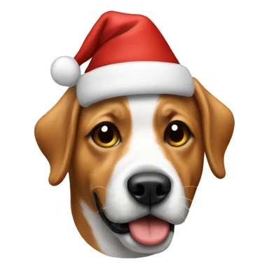 christmas hat on a dog sticker
