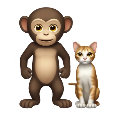 Monkey and cat in one animal sticker