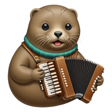 Seal hitting the griddle with a accordion and a harmonica sticker