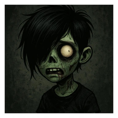 boy zombie with emo hair, style 7 sticker
