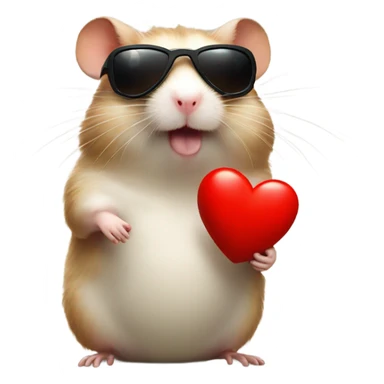  hamster with red heart sunglasses and poop emoji sticker