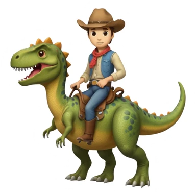 A ￼cowboy that is riding a dinosaur sticker