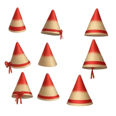 asian cone hat with red ribbon chin strap sticker