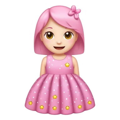 cute kawaii dress with happy smiling face and sparkles emoji style sticker