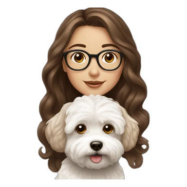 Long brown hair, eyeglassed turkish girl with white maltipoo sticker
