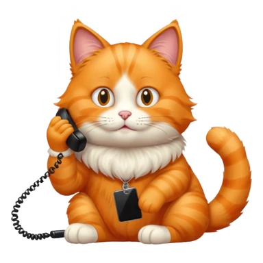 phone，The orange cat is sitting and making a phone call. sticker