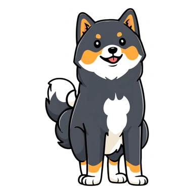 cute black Shiba Inu dog standing full body view sticker
