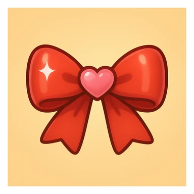 new bow emoji, cute and shiny, with a heart accent sticker