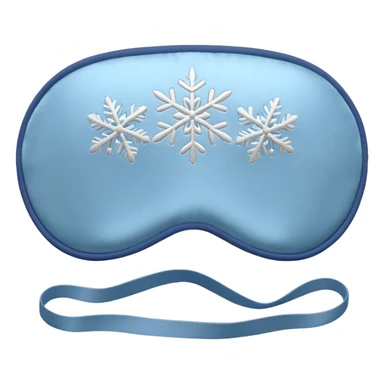 emoji of an isolated silky sleep mask with a small embroidered snowflake pattern, no eyes, no face, no character features, smooth satin texture with gentle shine, pastel grey-blue color, soft rounded shape, cozy winter pajama mood, soft shadows sticker