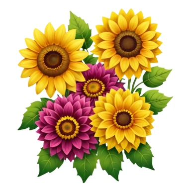 Sunflower and Dahlia bouquet  sticker