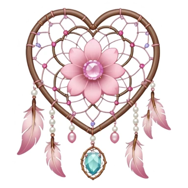 Sakura flower heart Cœur pastel suncatchers gemstones beadspearls crystals dreamcatcher sticker
