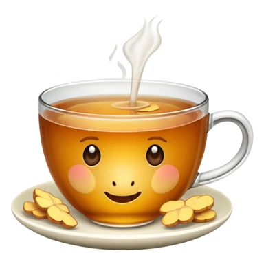 cup of tea with ginger root sticker