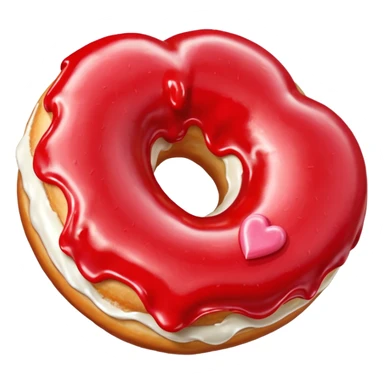 Realistic isolated heart shaped donut with red frosting. sticker