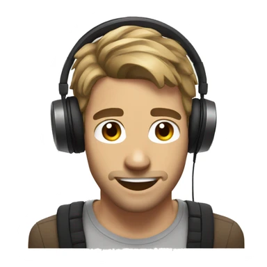 streamer man with headphones brown short hair happy sticker