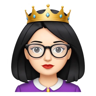 Queen with black hair and glasses  sticker