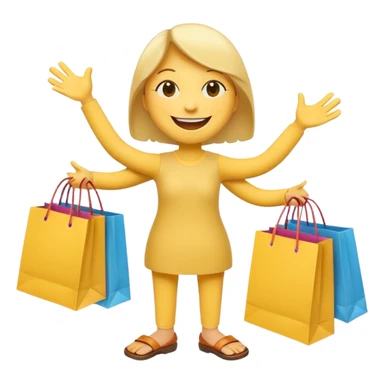 2 HAPPY SMILEY FACE  WITH HANDS AND FEET WITH SHOPPING BAGS IN EACH HAND sticker