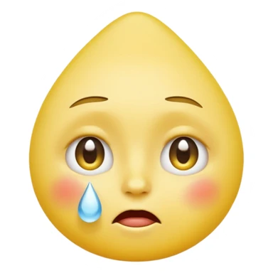 human-like yellow emoji face, round head, one big teardrop falling from the eye, large white tissue gently wiping the tear, apple emoji style, clean white background sticker