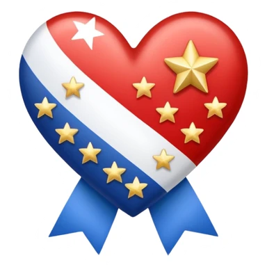 Patriotic heart white ribbon and gold stars sticker