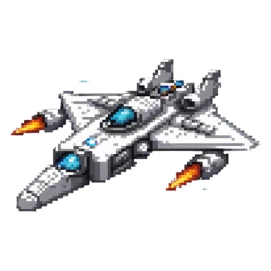 Space cruiser with sleek design and glowing engines, flying through stars sticker