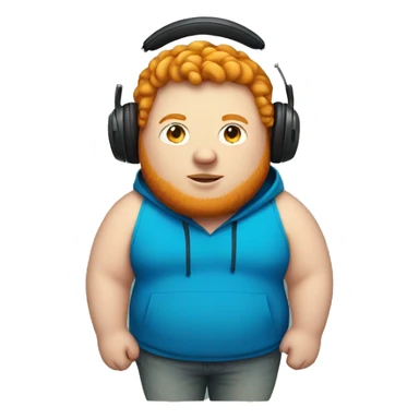 Fat ginger male with a blue hoodie and headphones  sticker