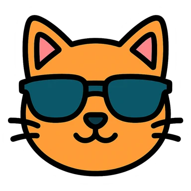 cat wearing sunglasses color icon sticker