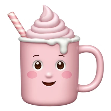 Light Pink mug of hot chocolate with marshmallows  sticker