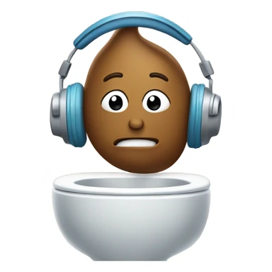 Poop with headphones in the toilet sticker