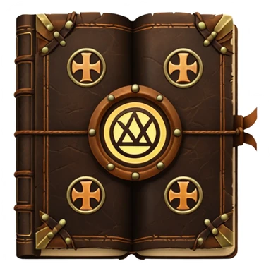 Spell Book – Old leather book with glowing runes and bookmarks sticker