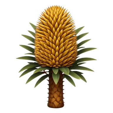 Cinematic Realistic Banksia Emoji, Bold and striking, with spiky, cylindrical flower heads covered in rich golden hues. The leaves are thick and leathery, adding a sense of strength to this unique and iconic tree. Soft glowing outline, capturing the essence of Australian ruggedness and floral beauty in a distinctive banksia tree! sticker