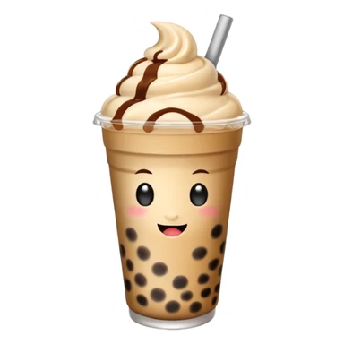 boba milk tea with ice cream sticker