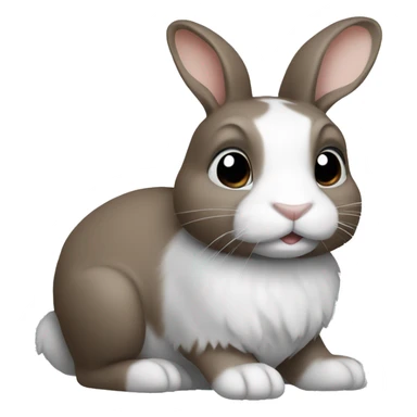 Brown and grey rabbit with white chest and paws sticker
