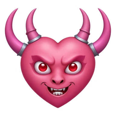 a pink heart with demon horns on it sticker