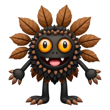 A flower like a monster with arms and legs, the body is a little bit black and the another bit brown like a demogorgon sticker