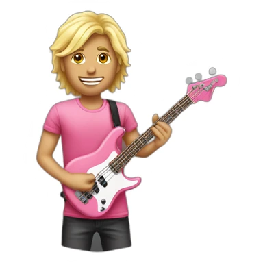 long-blond-bassguitar-player-pink-Tshirt-pink sticker