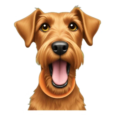 irish terrier with frisbee sticker
