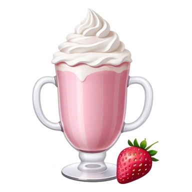 Pink latte with whip cream and strawberries  sticker