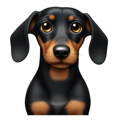 Black and tan small wiener dog with one pointy one floppy ear  sticker