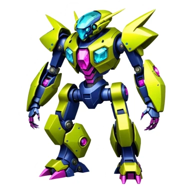 Edgy badass toxic poisonous shaky cool awesome epic sapphire emerald citron topaz magenta radioactive faulty rue ruby Tropical Futuristic Modern Mecha-Fakémon-hybrid-creature (full body)  sticker