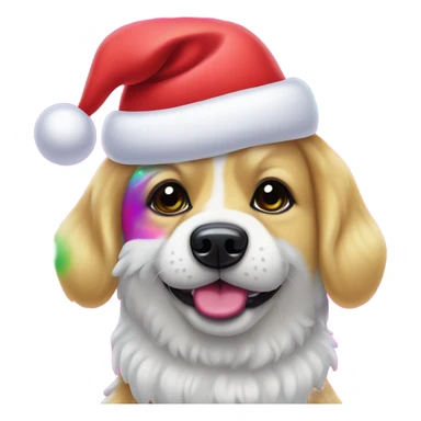 Lisa frank Christmas dog with Santa hat sticker