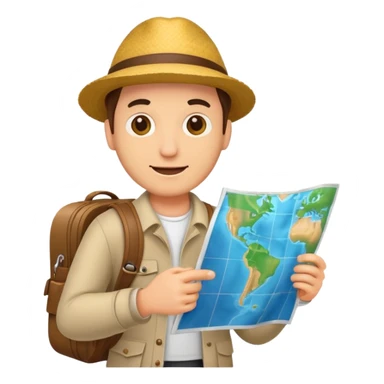 tourist man holding map sticker