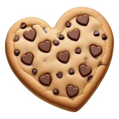 Realistic heart shaped chocolate chip cookie isolated.  sticker